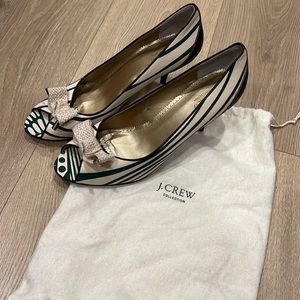 J. Crew fabric & leather heels size 12